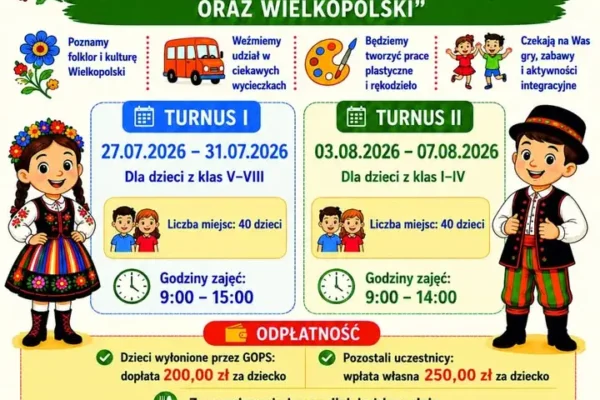 Półkolonie letnie 2026 w gminie Kawęczyn – folklor i przygody dla dzieci