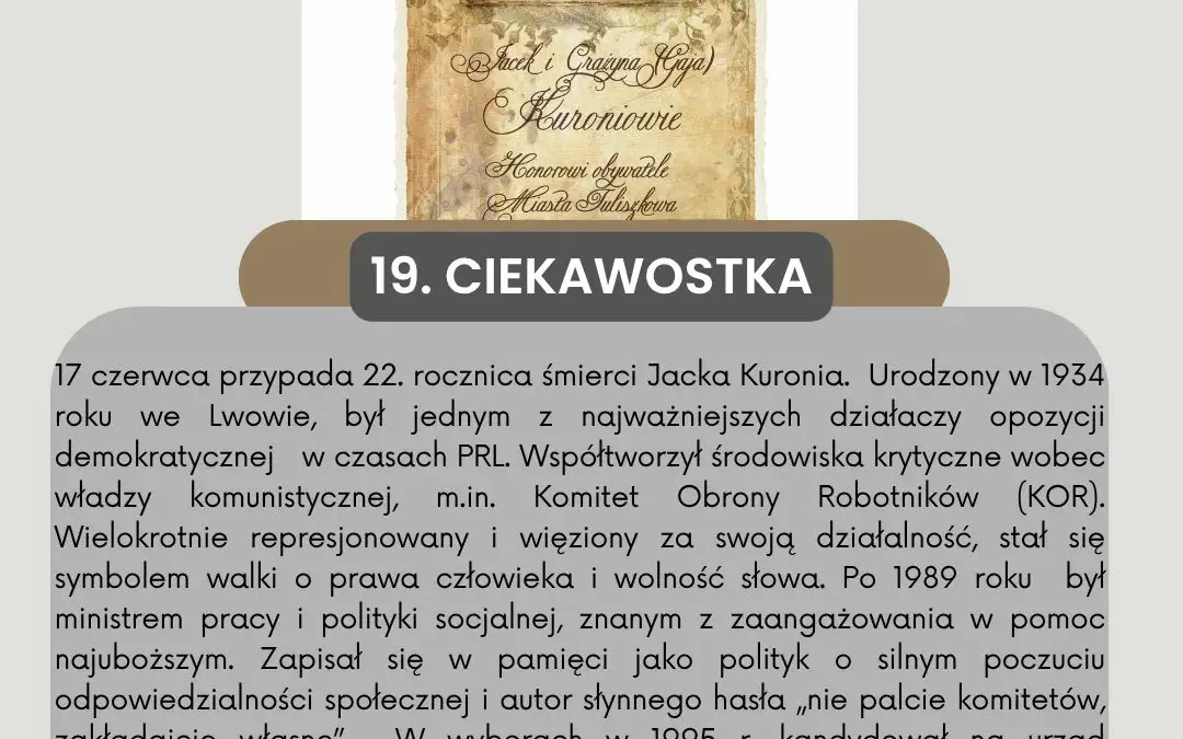 22. rocznica śmierci Jacka Kuronia – wspomnienie wybitnego działacza opozycji