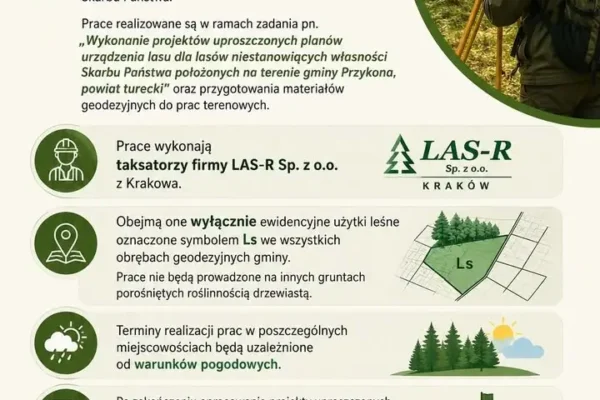 Właściciele lasów w Gminie Przykona – ruszyły prace taksacyjne