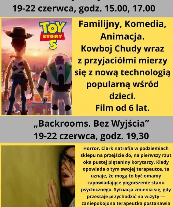 Kino Tur zaprasza na filmy: „Toy Story 5” i „Backrooms”