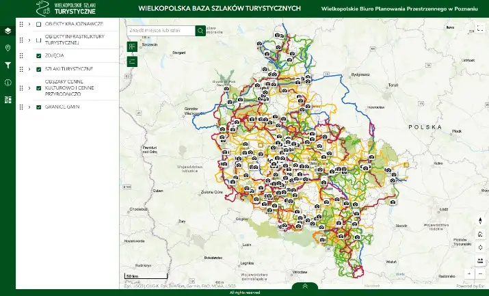 Nowa aplikacja mapowa zbiera wszystkie szlaki turystyczne Wielkopolski