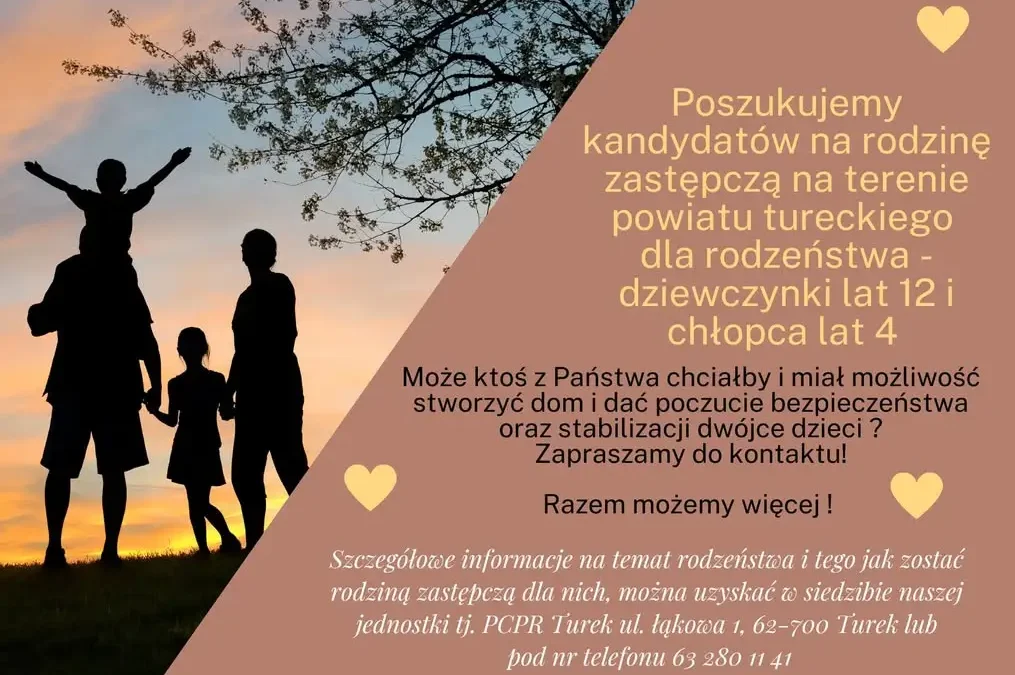 PCPR w Turku poszukuje kandydatów na rodzinę zastępczą dla rodzeństwa