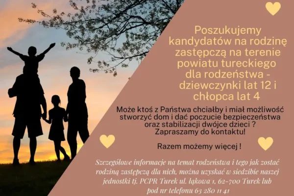 PCPR w Turku poszukuje kandydatów na rodzinę zastępczą dla rodzeństwa