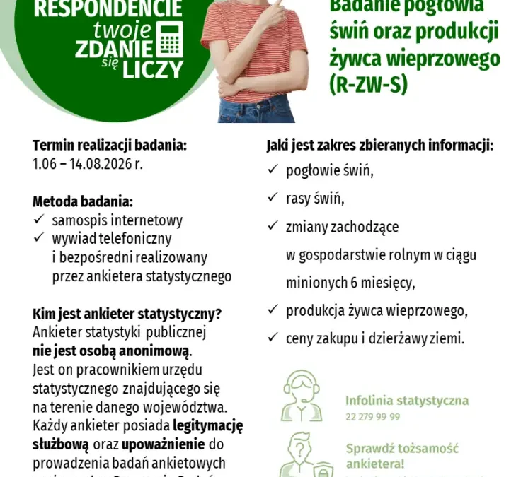 GUS rozpoczyna badanie pogłowia świń i produkcji wieprzowiny