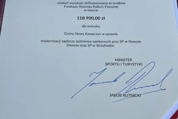 Gmina Nowy Kawęczyn otrzymała dofinansowanie na modernizację szatni sportowych
