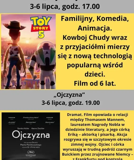 Kino Tur zaprasza na „Toy Story 5” i „Ojczyznę” od 3 lipca