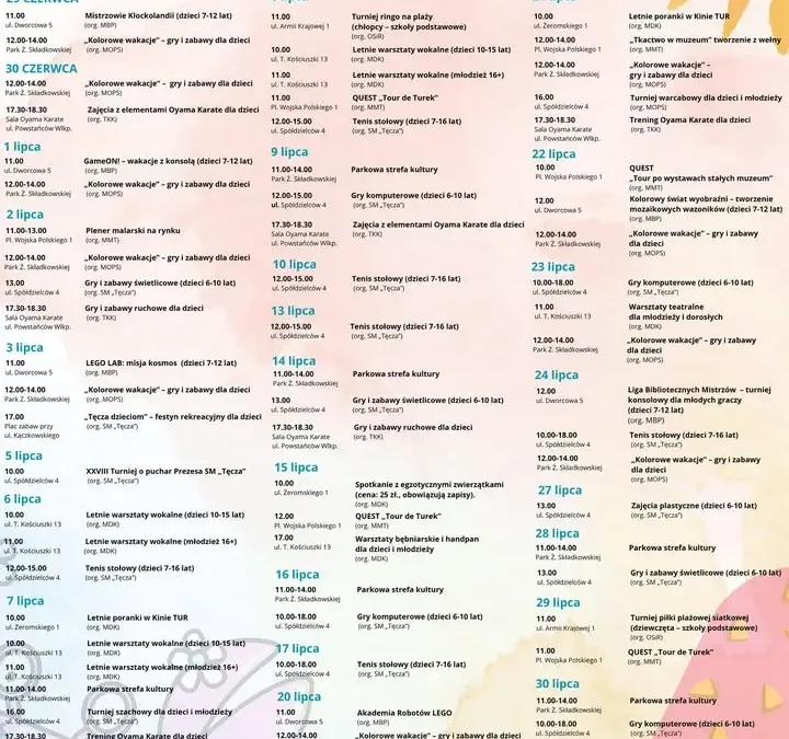 Wakacje w Turku – program na czerwiec i lipiec 2026