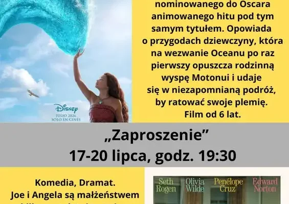 Kino Tur zaprasza na filmy „Vaiana” i „Zaproszenie” w dniach 17-20 lipca