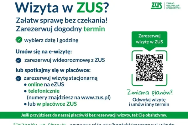 ZUS zachęca do rezerwacji wizyt online i stacjonarnie – bez kolejek
