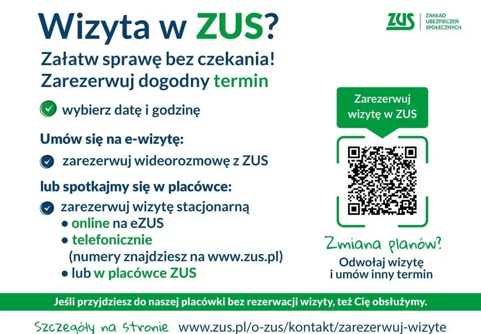 ZUS zachęca do rezerwacji wizyt online i stacjonarnie – bez kolejek