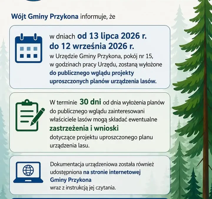 Ważna informacja dla właścicieli lasów w Gminie Przykona