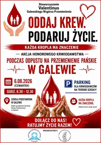 Zbiórka krwi podczas odpustu w Galewie – dołącz i ratuj życie