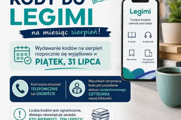 Kody do Legimi na sierpień w bibliotece w Turku – od 31 lipca