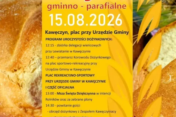 Dożynki Gminno-Parafialne 2026 w Kawęczynie – zaproszenie na święto plonów
