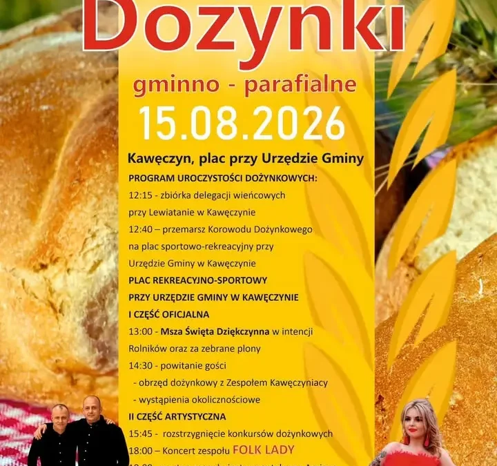 Dożynki Gminno-Parafialne 2026 w Kawęczynie – zaproszenie na święto plonów