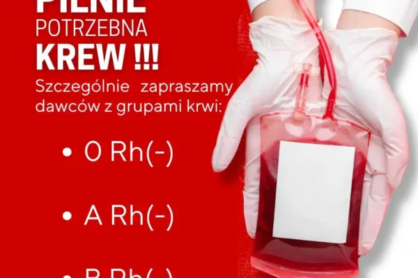 Pilna potrzeba krwi grup Rh- w Kaliszu i regionie – oddaj krew i ratuj życie