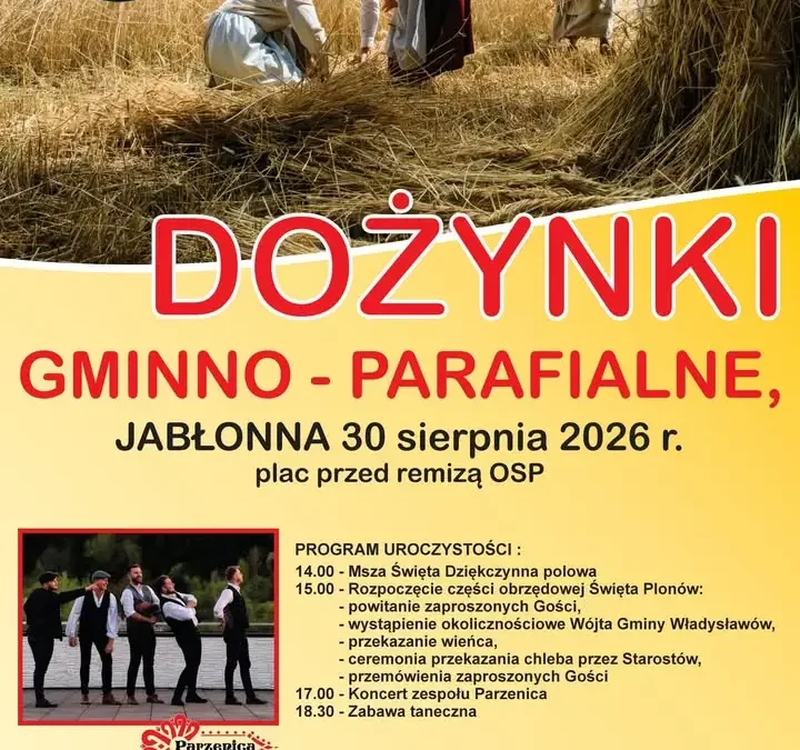 Dożynki Gminno-Parafialne w Jabłonnie – święto plonów 30 sierpnia