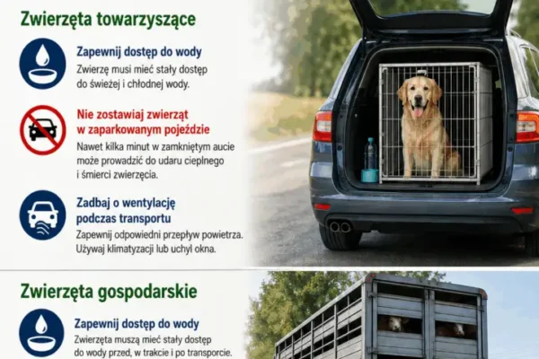 Jak bezpiecznie przewozić zwierzęta w upały? Zalecenia weterynarii