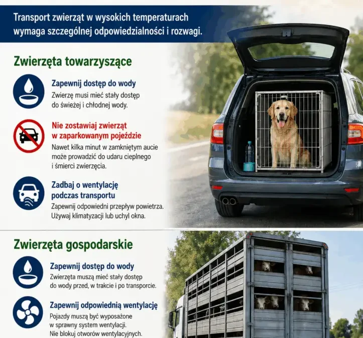 Jak bezpiecznie przewozić zwierzęta w upały? Zalecenia weterynarii