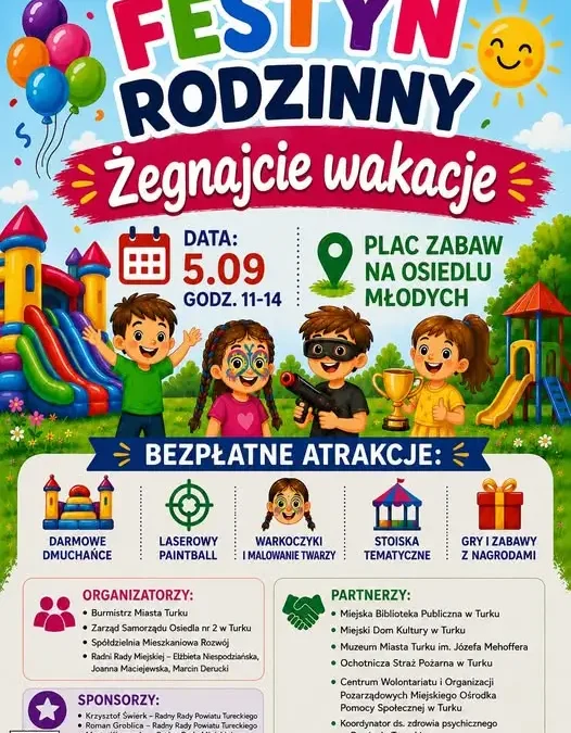 Festyn Rodzinny „Żegnajcie wakacje” w Turku – atrakcje dla całych rodzin