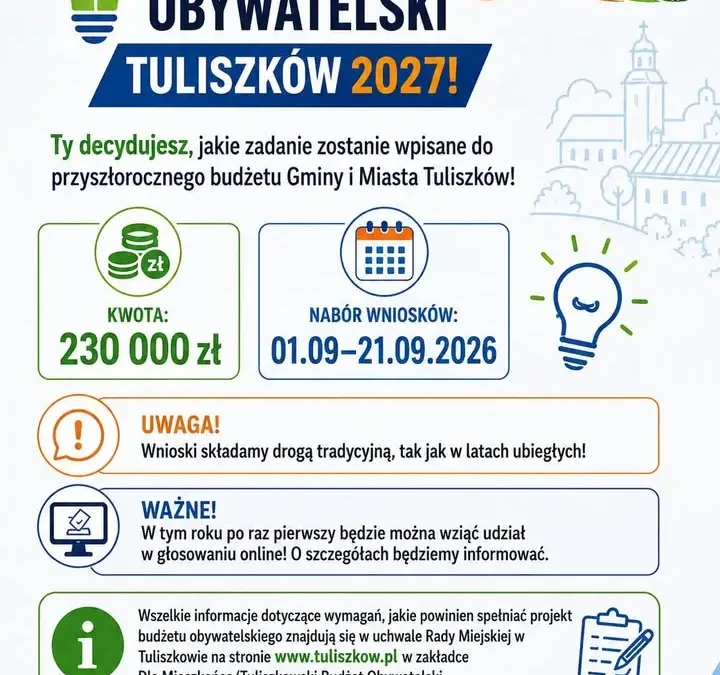 Rusza nabór wniosków do Tuliszkowskiego Budżetu Obywatelskiego na 2027 rok
