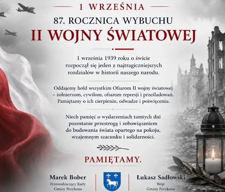87. rocznica wybuchu II wojny światowej – Gmina Przykona pamięta