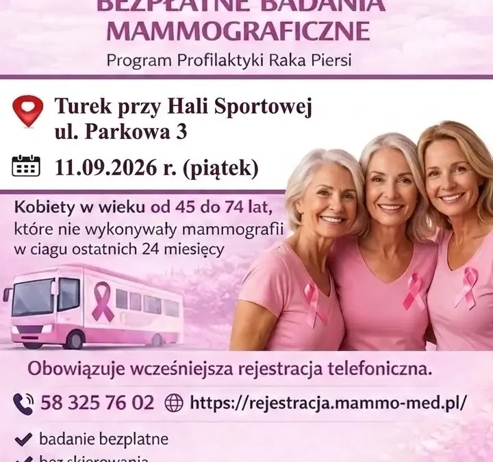 Bezpłatne badania mammograficzne w Turku – 11 września przy hali sportowej