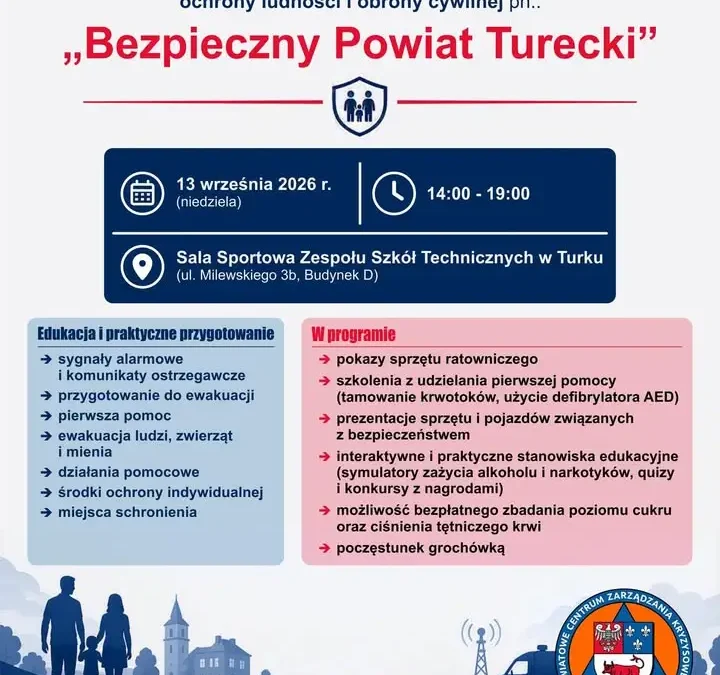 Bezpłatne szkolenie z ochrony ludności w Turku – zaproszenie dla mieszkańców powiatu