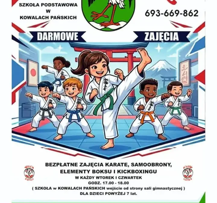 Bezpłatne treningi karate i samoobrony dla dzieci w Kowalach Pańskich