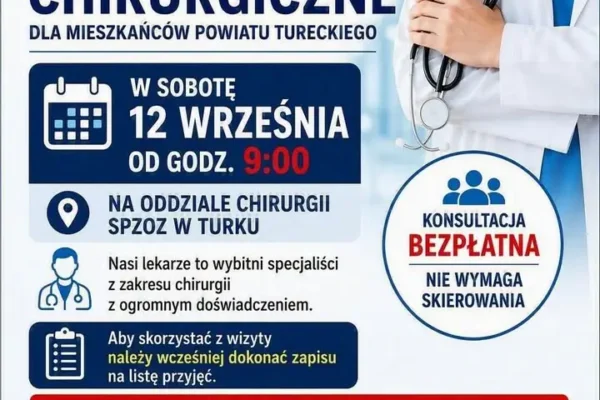 Bezpłatne konsultacje chirurgiczne w SPZOZ w Turku – już w najbliższą sobotę