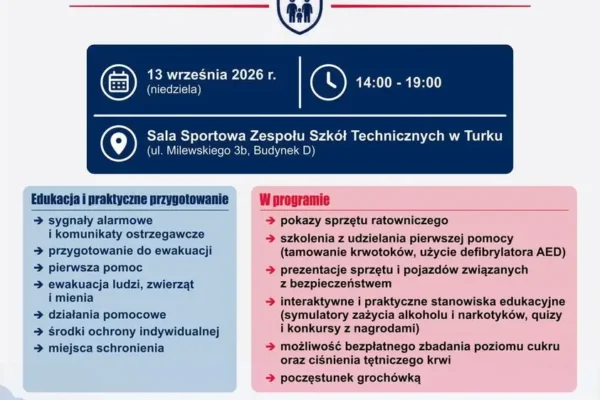 Bezpłatne szkolenie „Bezpieczny Powiat Turecki” – 13 września w Turku