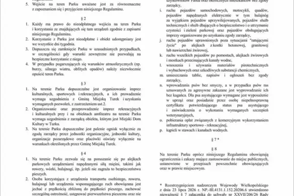 Turek: Park Miejski im. Żerminy Składkowskiej z nowym regulaminem