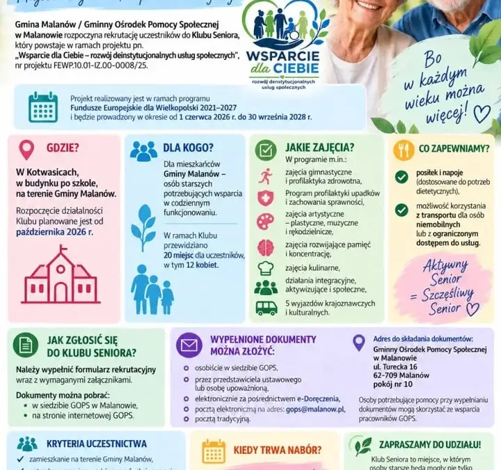 Klub Seniora w Kotwasicach: trwa nabór, zostało kilka dni