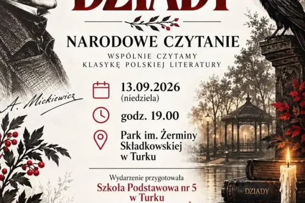 Narodowe Czytanie 2026 w Turku – „Dziady” Mickiewicza w parku przy blasku świec