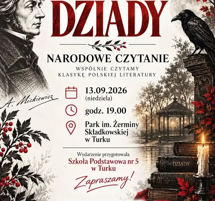 Narodowe Czytanie 2026 w Turku – „Dziady” Mickiewicza w parku przy blasku świec