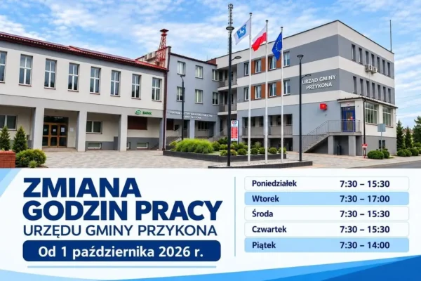 Nowe godziny pracy Urzędu Gminy Przykona od 1 października 2026