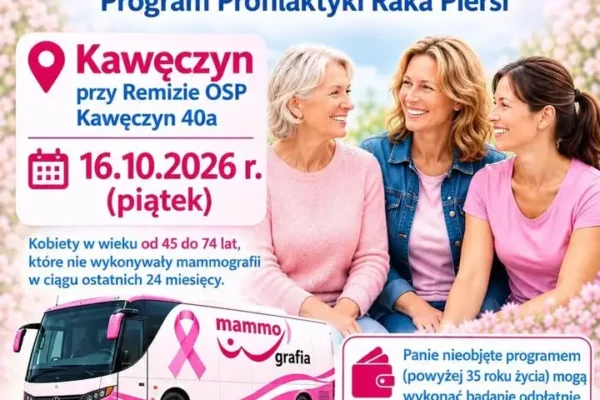 Bezpłatne badania mammograficzne w Kawęczynie – 16 października 2026