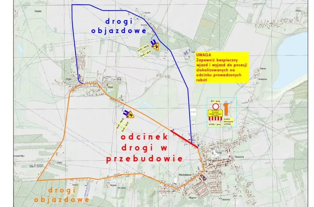 Utrudnienia na drodze powiatowej 3219P: Russocice – Chylin zamknięte 23 i 24 września
