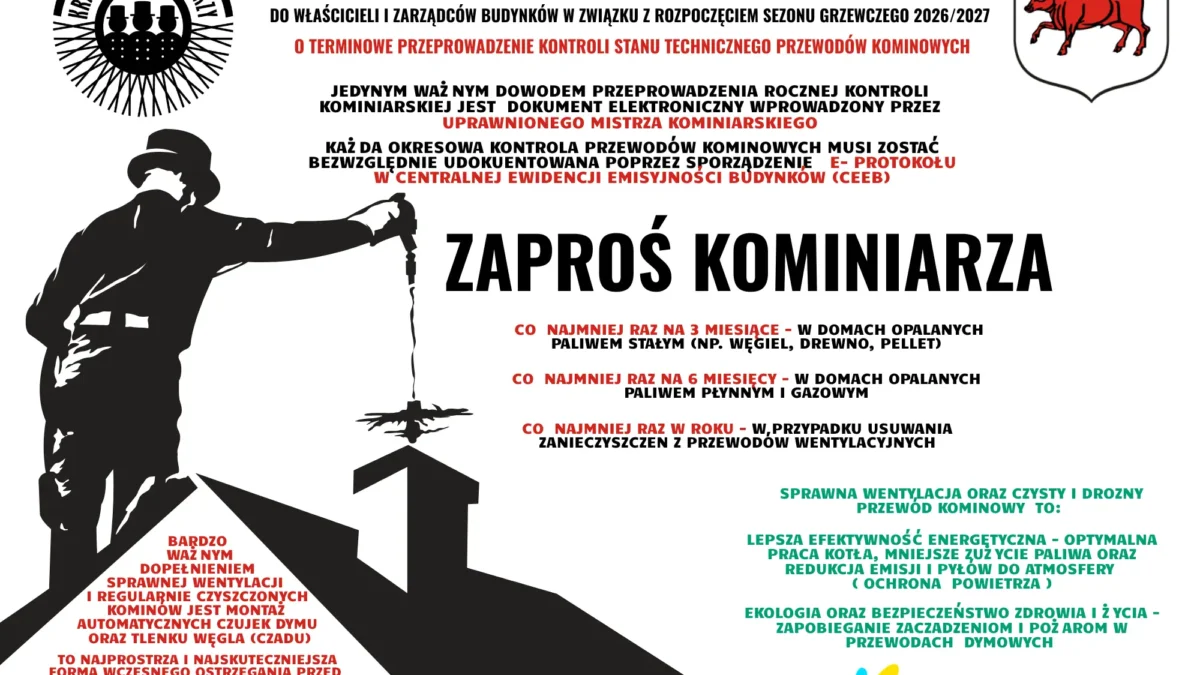 Sezon grzewczy 2026/2027: obowiązkowe czujki dymu i czadu oraz weryfikacja kominiarza