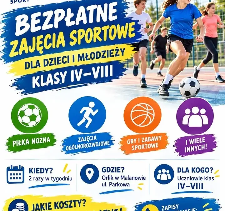Gmina Malanów zaprasza uczniów na bezpłatne zajęcia sportowe na Orliku