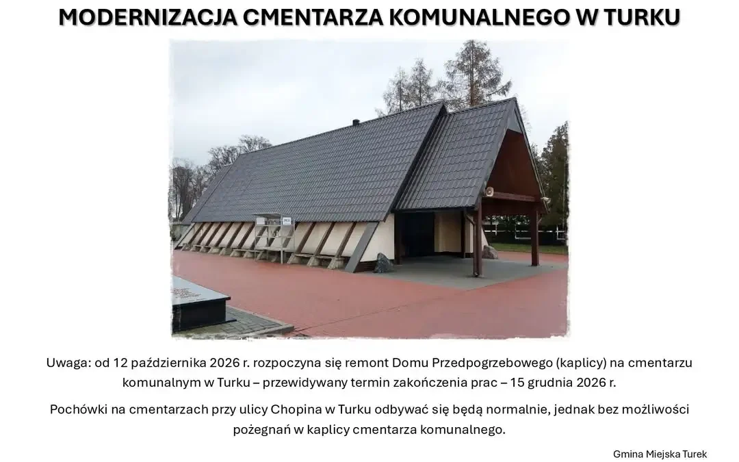 Turek: rusza remont kaplicy na Cmentarzu Komunalnym. Pochówki bez zmian