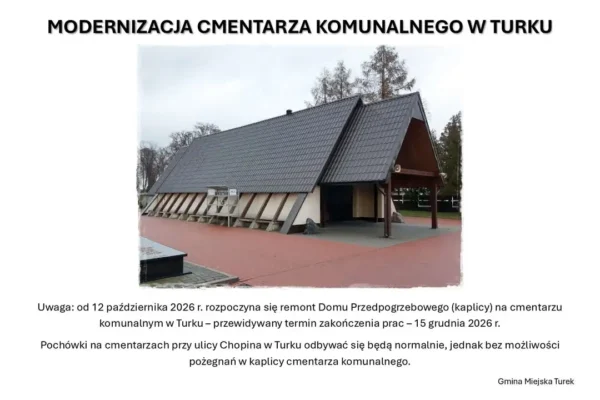 Turek: rusza remont kaplicy na Cmentarzu Komunalnym. Pochówki bez zmian