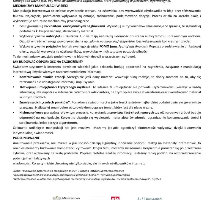 Manipulacje w sieci — jak nie dać się nabrać fałszywym informacjom?