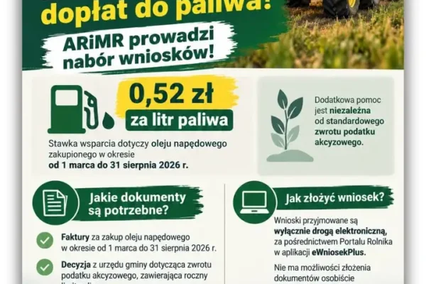ARiMR: dopłata do oleju napędowego dla rolników – wnioski tylko do 23 października