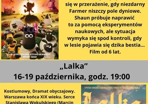 Kino Tur zaprasza na październikowe seanse: „Baranek Shaun” i „Lalka”