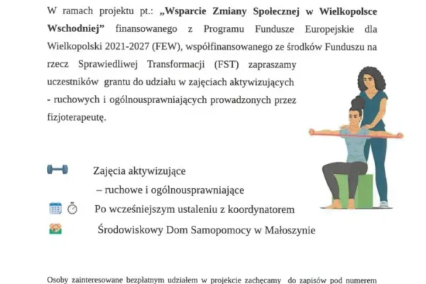 Bezpłatna fizjoterapia dla uczestników projektu „Wsparcie Zmiany Społecznej w Wielkopolsce Wschodniej”